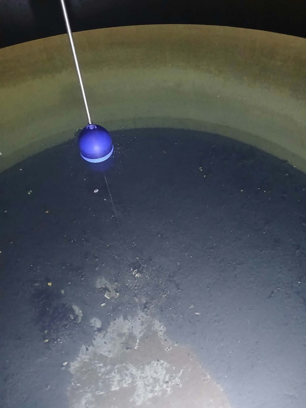 Before cleaning — sediment visible on tank floor